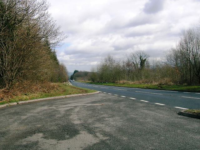 Looking north along the A470 - car park