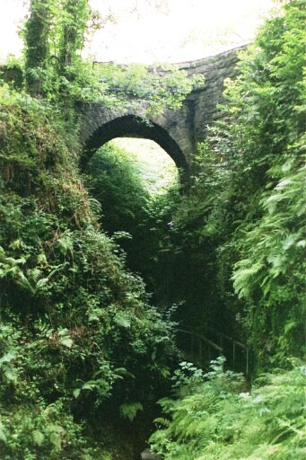 Stone arch carrying minor road over Lydford Gorge